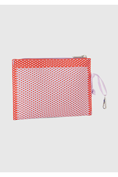 United Colors of Benetton Kadın Lila Önü Logo İşlemeli Örgü Motifli Fermuarlı Mini Çanta