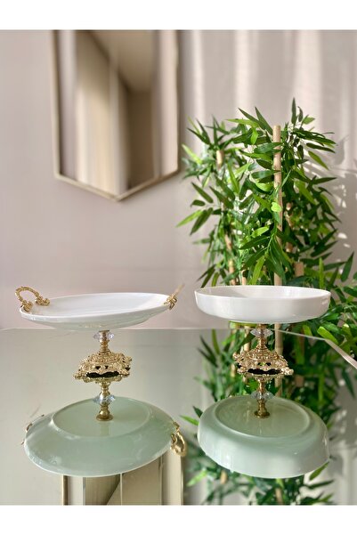 Sillage Home مجموعة عرض أدوات المائدة ذات الأرجل الخزفية المكونة من قطعتين، و...