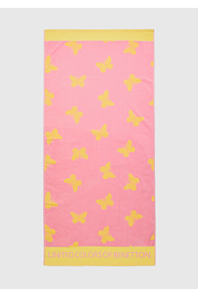 United Colors of Benetton Boy's Pink Mix All Printed Edge Logo Printed Sea Towel