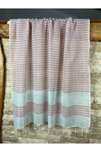 bohemian buldan Natural Red Striped 90x190 Cotton Peshtemal