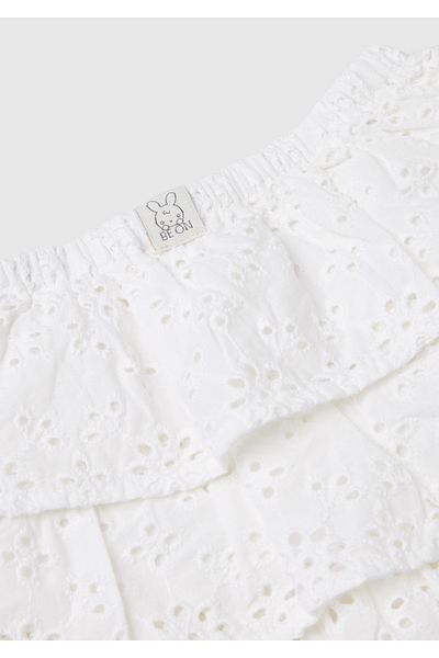 United Colors of Benetton Baby White Gathered Waist Flounce Mini Skirt