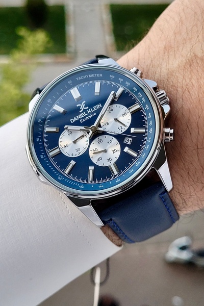 Daniel Klein Kasası Gümüş Kordonu Lacivert Renk Hediye Paketli Kronometreli E...