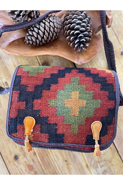 Bohemian Iran Işi El Yapımı Kilim Bordo Günlük Bohem Çanta