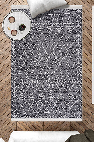 Caretta Home Mistik Serisi Çift Taraflı Yıkanabilir Pamuk Saçaklı Dokuma Deko...