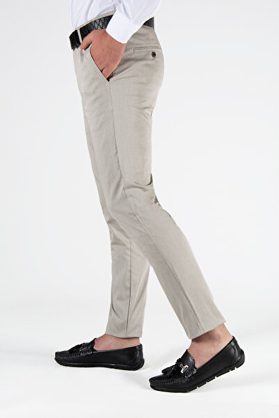 ADEGO Italian Cut Cream Slim Fit Cotton Trousers