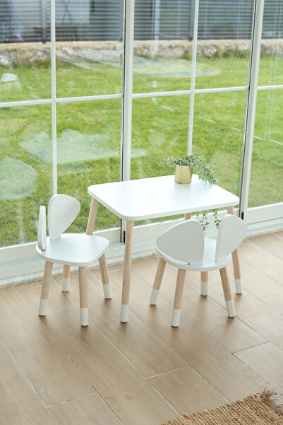 The Mimar White Mickey Fare Masa + 2 Sandalye