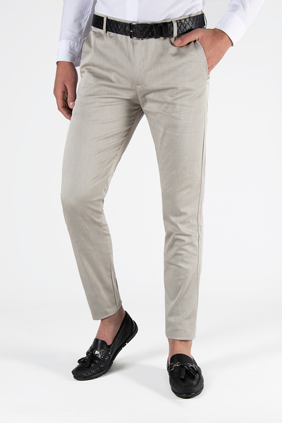 ADEGO Italian Cut Cream Slim Fit Cotton Trousers