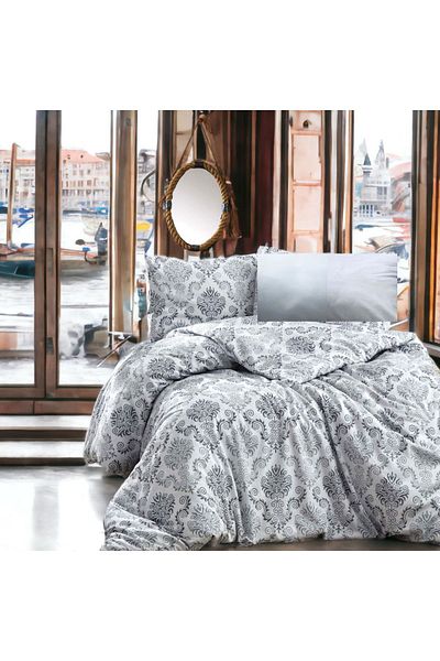 MAJESTE Combined/Cotton Ranforce Does Not Want Iron, Non-Wrinkle Single Duvet Cover Set-2 with Pillow Case-2263t