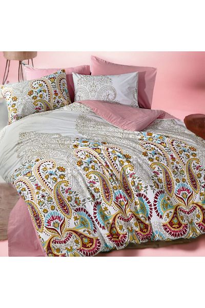 MAJESTE Combined/Cotton Ranforce Does Not Want Ironing Non-Wrinkle Double Duvet Cover Set-4 with Pillow Case-7418