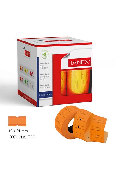 Tanex Box of 24 - 12x21 mm Striped Orange FLuorescent Price LabeL