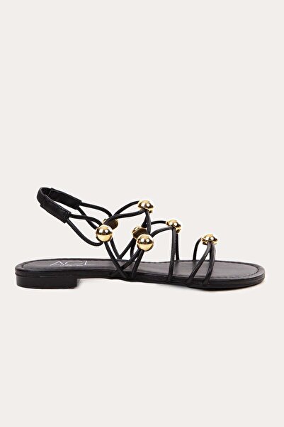 AGL Summer Sandal Balls Örgü Deri Sandalet