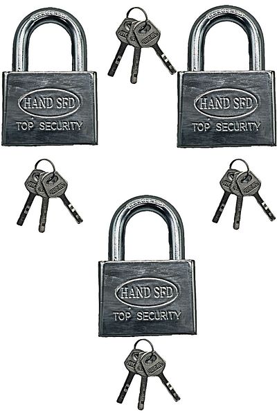 jehati Padlock 3-Piece Shiny Lock Set - With Joker Key