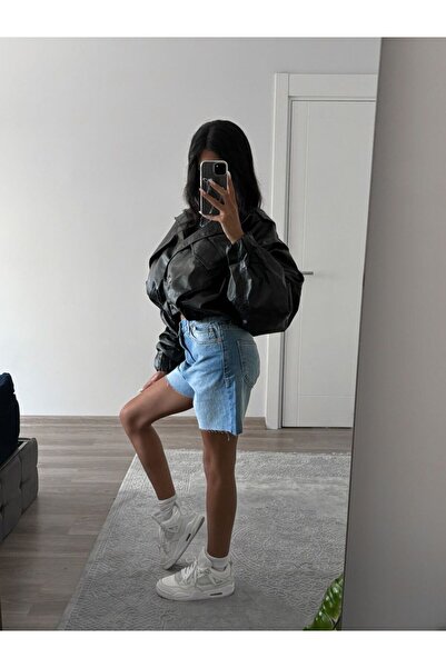 Alien 1979 Mavi yıkamalı denim şort