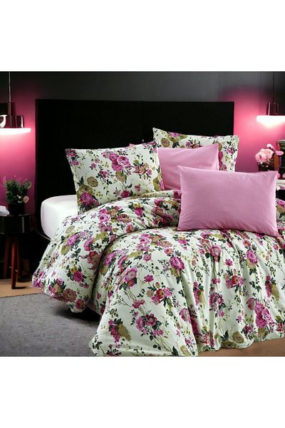 MAJESTE Combined/Cotton Ranforce Does Not Want Ironing Non-Wrinkle Double Duvet Cover Set-4 with Pillow Case-10331