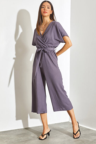 SHADE Kadın Kruvaze Yaka Kemerli Tulum