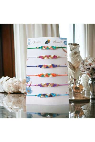 toptanhanem Miyuki - Stylish Colorful and Beaded Evil Eye Adjustable Lift Bracelet