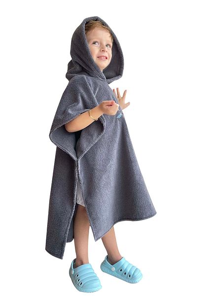 Remsa Mayo 717 Model Gray Children's Hooded Sea and Pool Poncho Beach Towel