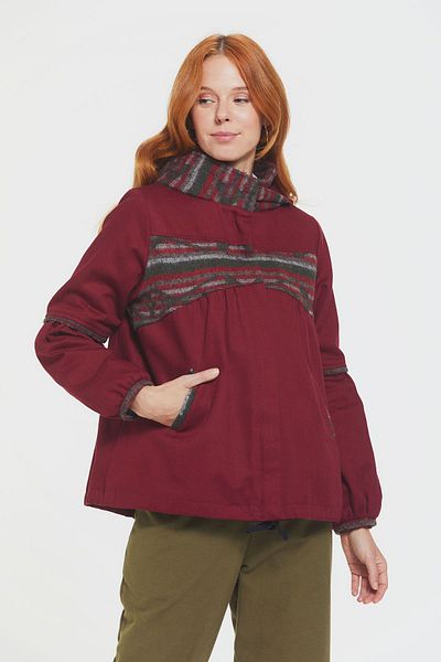 Clandestino Hooded High Collar Coat Red