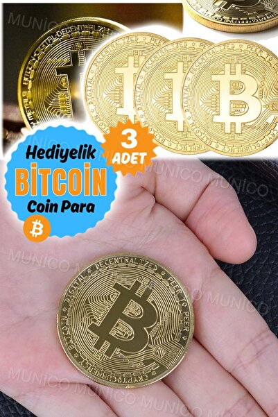 Munico 3 Adet Yuvarlak Koleksiyoncular Para Bit Coin Altın Kaplama Btc Bitcoi...