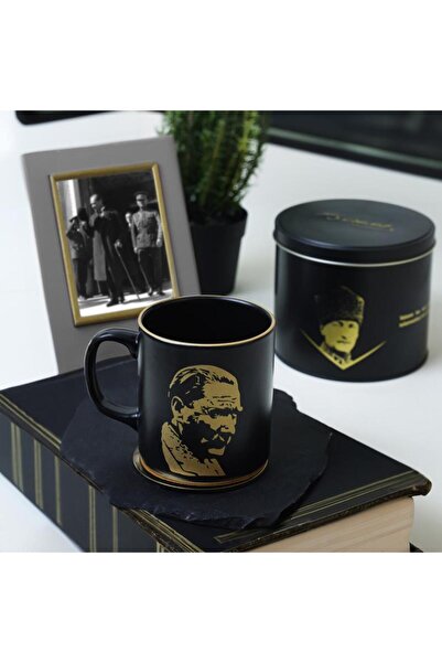 Keramika صندوق أتاتورك المعدني البلاتيني الأسود المطبوع المخصص - كوب أسطواني ...