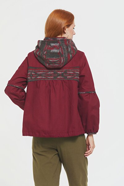 Clandestino Hooded High Collar Coat Red