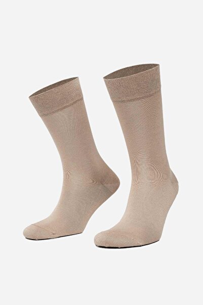 Mısırlı Men's Mercerized Single Summer Socks - Dark Beige M 67002 KB