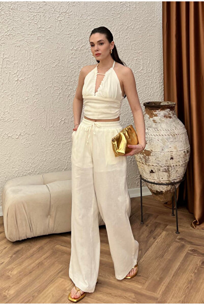 Laluvia Muslin Ecru Crop nadrág szett