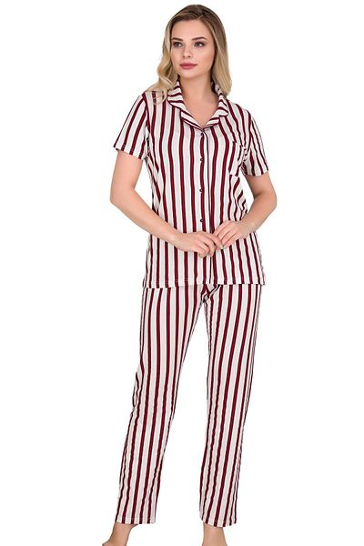Sensu Pj3003 Model Women's Pajama Set - Short Sleeve and Button