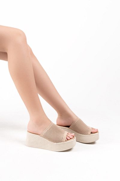 Lolita Love Shoes Jodie Nude Breathable Padding Sole Thick Band Slippers