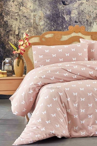 MAJESTE Diplomatic Home Ranforce Modern Butterfly Duvet Cover Set Double-1301 Salmon