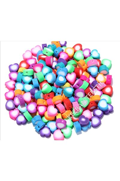 Kezban Tekstil 25 bucăți de mărgele Fimo din argilă polimerică model inimă albă în interior