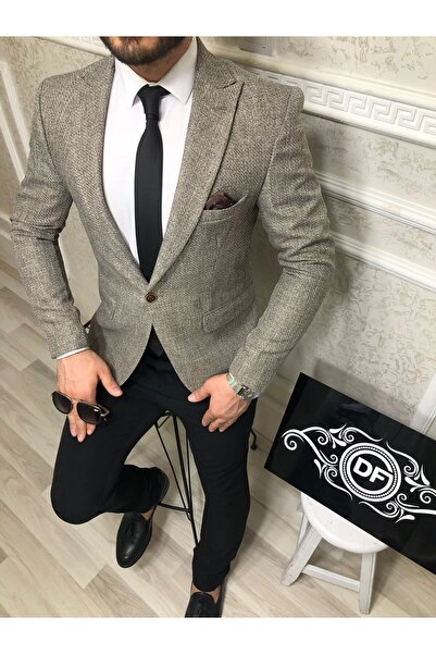 CXFASHİON Italyan Stil Slim Fit Tek Erkek Ceket