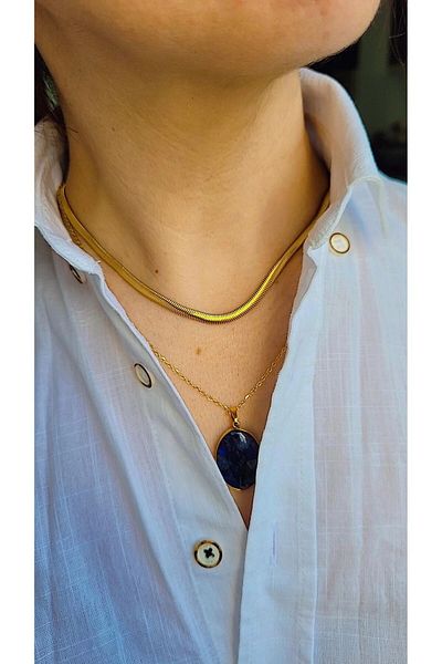 sahrastyle SAFIR STONE STAINLESS STEEL NECKLACE