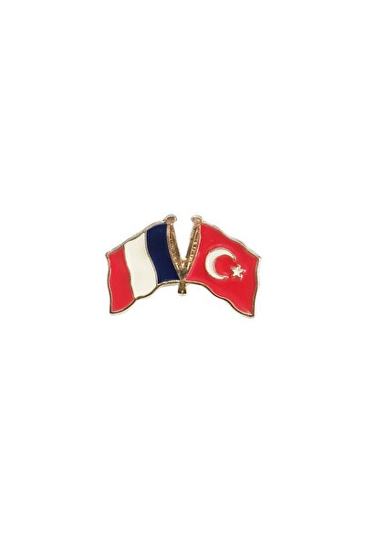 Ulaş Hediyelik Fransa Türkiye Flamalı Gold Renk Metal Yaka Rozeti 1 Adet