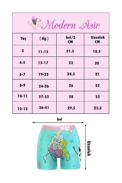 MODERN ASIR Lenjerie de corp pentru fete, bumbac, elastic, lycra, imprimat, 3 piese