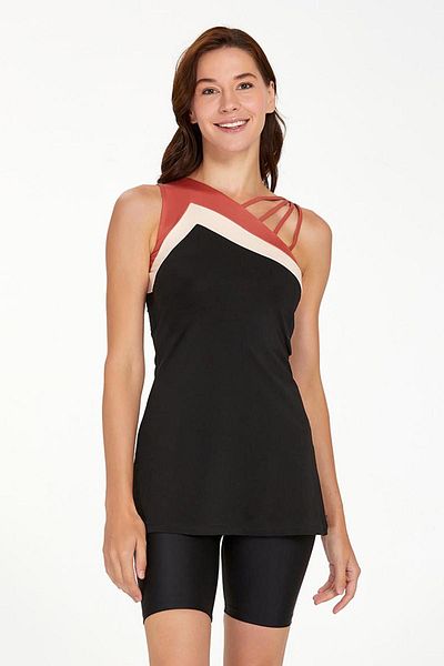 Remsa Mayo Eva 3059 Black Sleeveless Semi-Closed Shorts Swimsuit