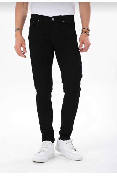 KOT GALERİA Μαύρο ανδρικό παντελόνι Slim Fit από Lycra