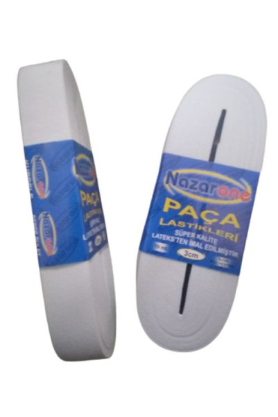 Kezban Tekstil Beyaz  Yassı Lastik Bel Paça Lastiği En 3 cm 10 mt