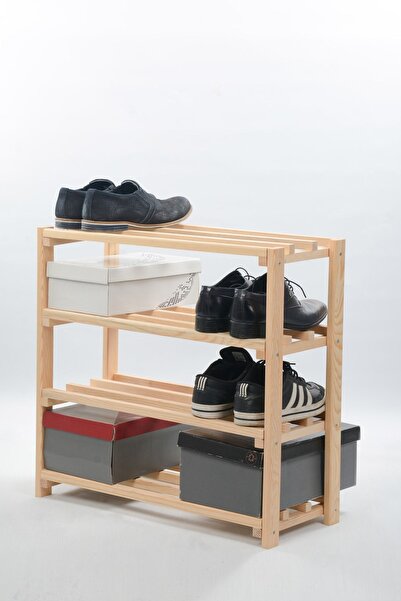 Genel Markalar Doğal Ahşap 4 Raflı Ayakkabılık 58x25