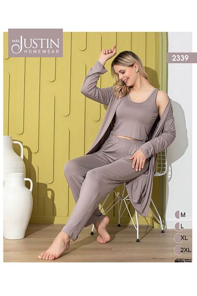 Mrs Justin 2339 Μοντέλο Γυναικείο Σετ Πιτζάμες με Ποδιά και Λουράκι - Ρούχα για το σπίτι