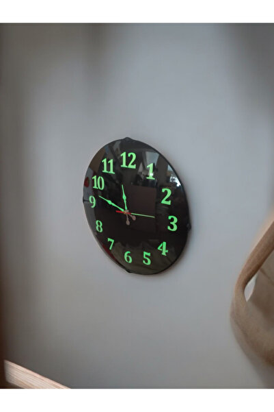 Bahat Fosforlu Gece Parlayan Salon Duvar Saati Bombeli Cam Çap 35 cm