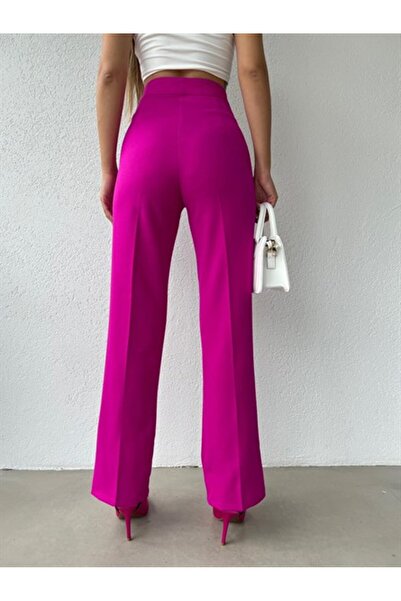 mydukkan.co Φούξια υφασμάτινο παντελόνι με μπροστινή ραφή σωλήνων