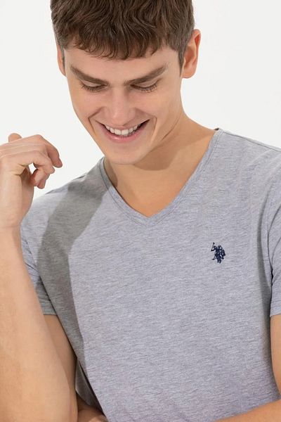 U.S. Polo Assn. Pánské šedé tričko Melange Basic