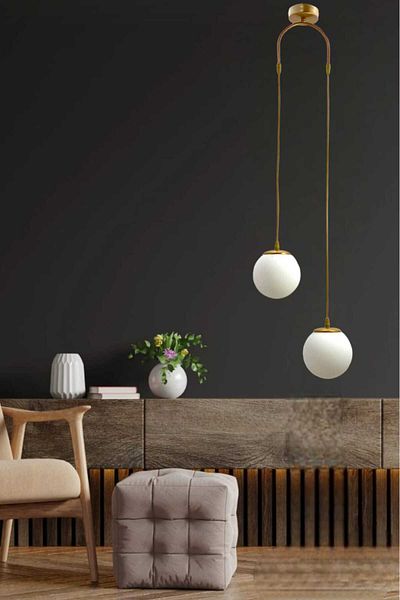 BSA LIGHTING Nehir 2-Piece Modern Chandelier - Painted Fluid, White Glass