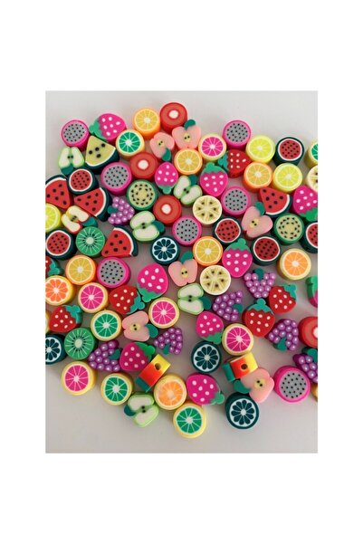 Kezban Tekstil 25 Adet 10mm Polimer Fimo Karışık Meyve Figür Boncuk,takı Yapımı