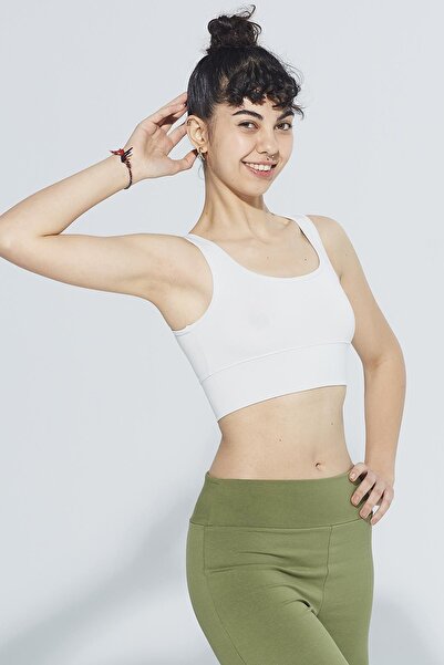 Comm-Ci Къса блуза от органичен памук с кръгло деколте и кръстосан гръб Lori ...