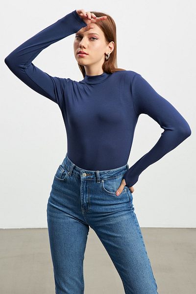 Bipantolon Women's Navy Blue Finger Detail Body