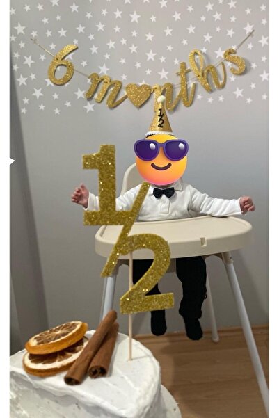 Partifabrik Half Age 6 Months Party Set Χρυσό σετ 3 τεμαχίων