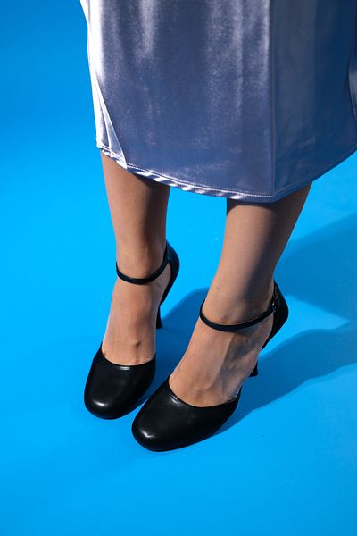 LuviShoes JULIA Black High Heel Women's Shoes with Round Toe and Ankle Strap