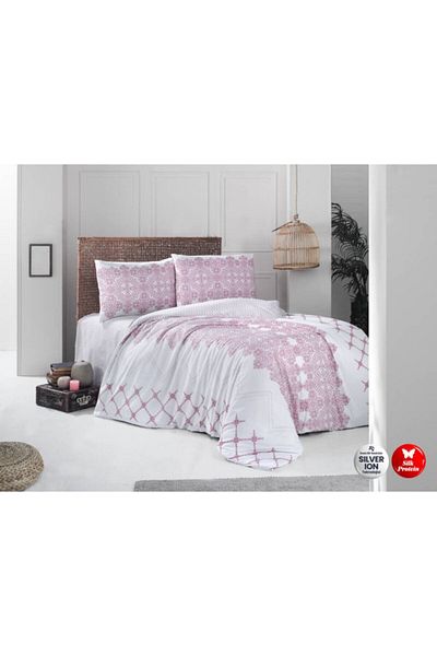 Altınbaşak Ranforce Pink Double Duvet Cover Set
